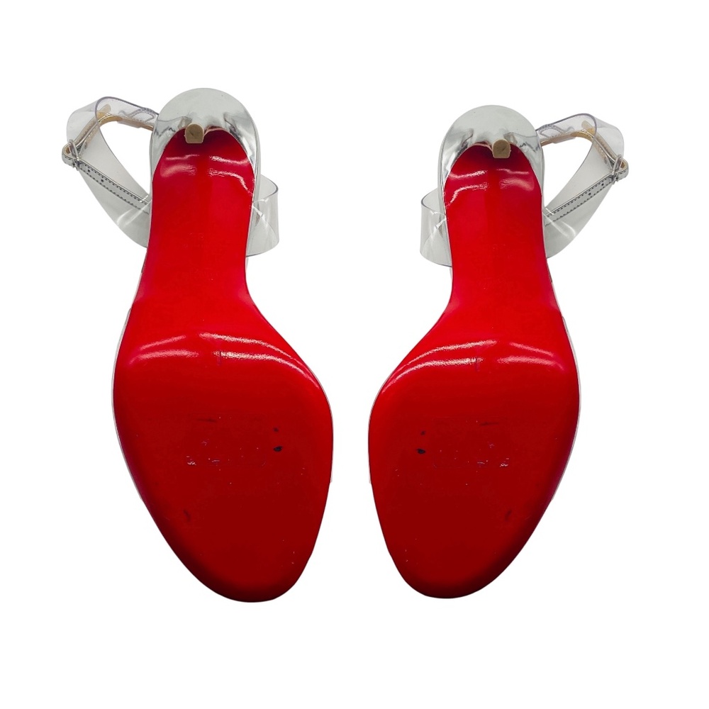 CHRISTIAN LOUBOUTIN VERSION SILVER JAMAIS ASSEZ 100 PVC AND SPECCHIO SANDALS - Picture 6 of 7